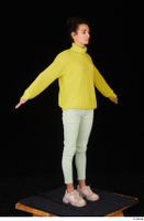  Waja casual dressed jeans pink sneakers standing whole body yellow sweater with turleneck 0016.jpg